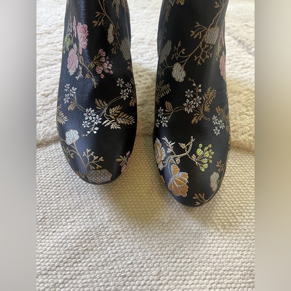 Anthropologie Bar III Heeled Black Brocade Ankle Boots Booties Floral Satin 9 10 - Picture 4 of 14